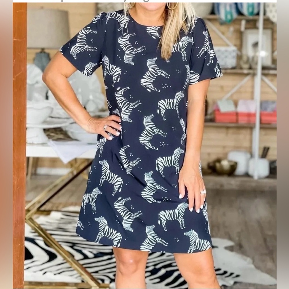 THML Monochrome Zebra Pattern Mini Dress